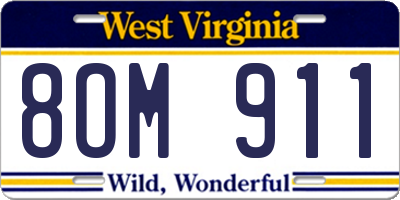 WV license plate 8OM911