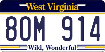 WV license plate 8OM914