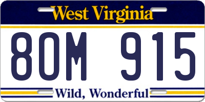 WV license plate 8OM915