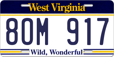 WV license plate 8OM917