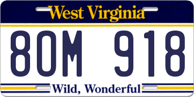 WV license plate 8OM918