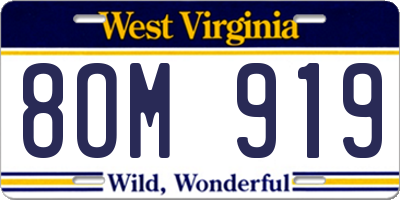 WV license plate 8OM919