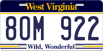 WV license plate 8OM922