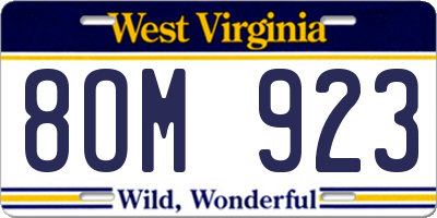 WV license plate 8OM923