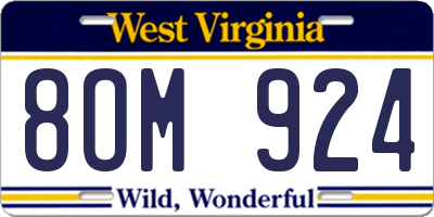 WV license plate 8OM924