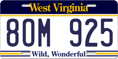 WV license plate 8OM925