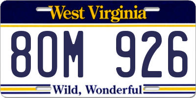 WV license plate 8OM926