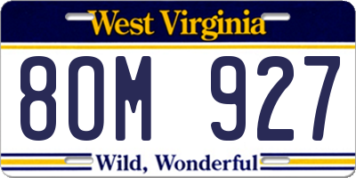 WV license plate 8OM927