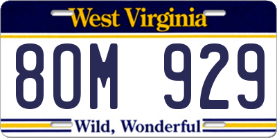 WV license plate 8OM929