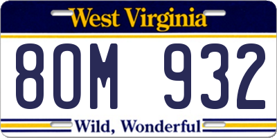 WV license plate 8OM932