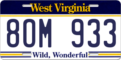 WV license plate 8OM933