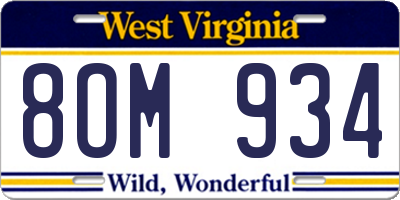 WV license plate 8OM934