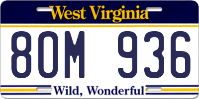 WV license plate 8OM936