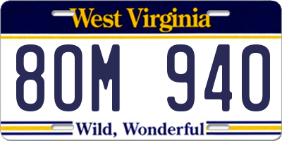 WV license plate 8OM940