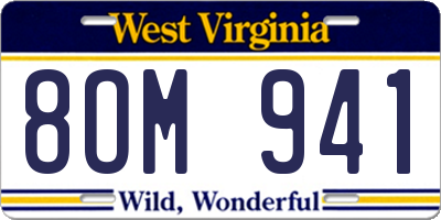 WV license plate 8OM941