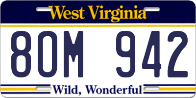 WV license plate 8OM942