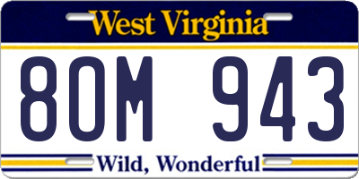 WV license plate 8OM943