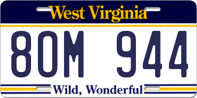 WV license plate 8OM944