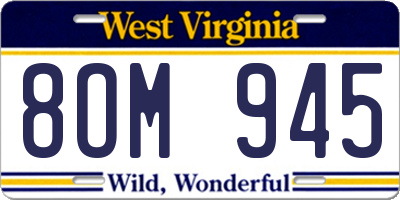 WV license plate 8OM945