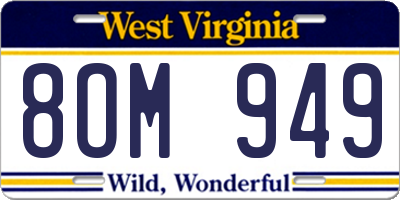 WV license plate 8OM949