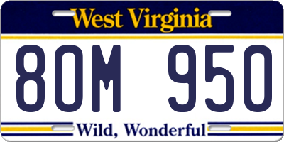 WV license plate 8OM950