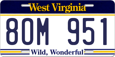 WV license plate 8OM951