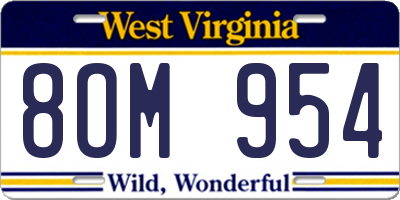WV license plate 8OM954