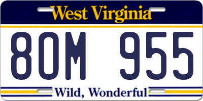WV license plate 8OM955