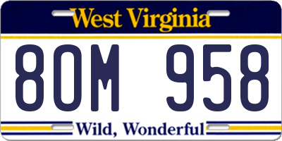 WV license plate 8OM958