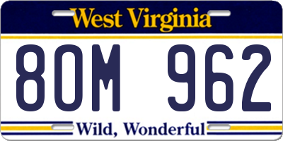 WV license plate 8OM962