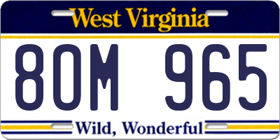 WV license plate 8OM965