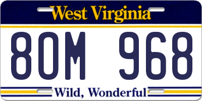 WV license plate 8OM968