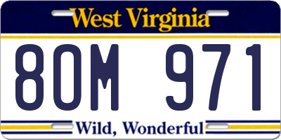 WV license plate 8OM971