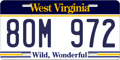 WV license plate 8OM972