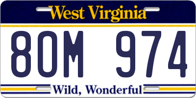 WV license plate 8OM974