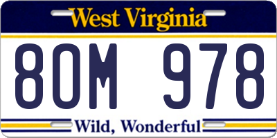 WV license plate 8OM978