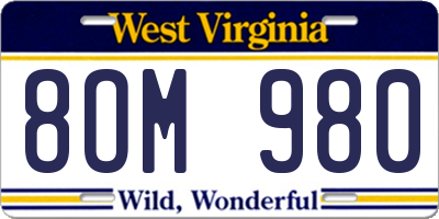 WV license plate 8OM980