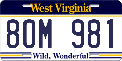 WV license plate 8OM981