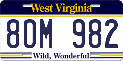 WV license plate 8OM982
