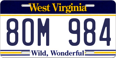 WV license plate 8OM984
