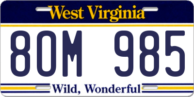 WV license plate 8OM985