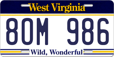WV license plate 8OM986