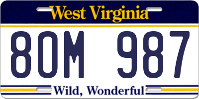 WV license plate 8OM987
