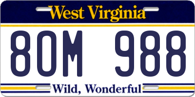 WV license plate 8OM988