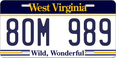 WV license plate 8OM989