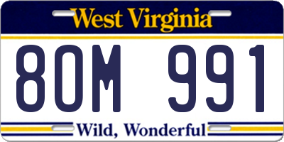 WV license plate 8OM991