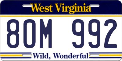 WV license plate 8OM992