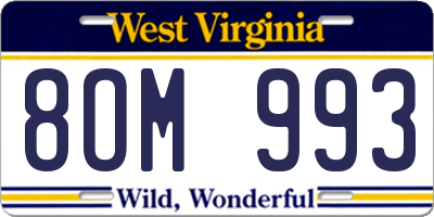 WV license plate 8OM993
