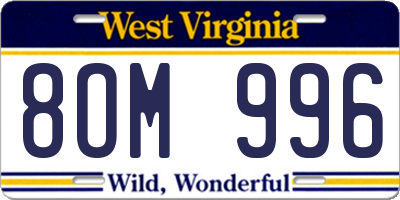WV license plate 8OM996
