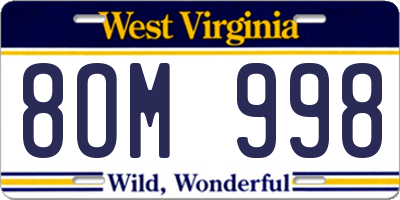 WV license plate 8OM998